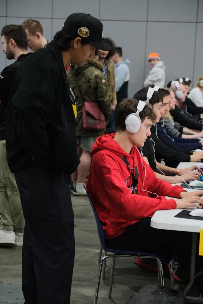 A group of people sitting at a table.